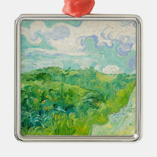 Ornement Carré Argenté Vincent van Gogh - Champ de blé vert, Auvers