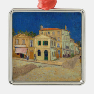 Ornement Carré Argenté Vincent van Gogh - La Maison Jaune / La Rue