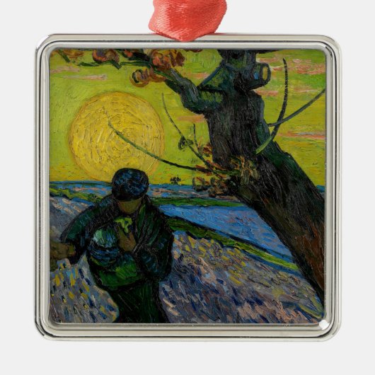 Ornement Carré Argenté Vincent van Gogh - Le Sower (Devant)