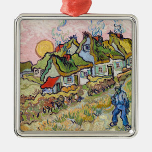 Ornement Carré Argenté Vincent van Gogh - Maisons et personnage