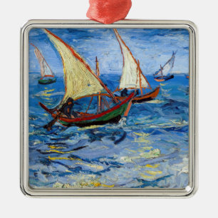 Ornement Carré Argenté Vincent van Gogh - Marine près de Saintes-Maries