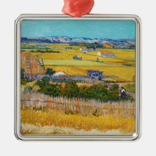 Ornement Carré Argenté Vincent van Gogh - Moisson à La Crau