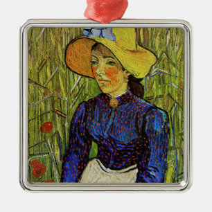 Ornement Carré Argenté Vincent van Gogh - Paysanne en chapeau de paille