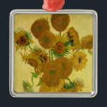 Ornement Carré Argenté Vincent van Gogh - Vase avec quinze tournesols<br><div class="desc">Vase avec Quinze Tournesols / Vase avec quinze tournois - Vincent Van Gogh,  août 1888 - Tournesols 1888 version française (F454)</div>
