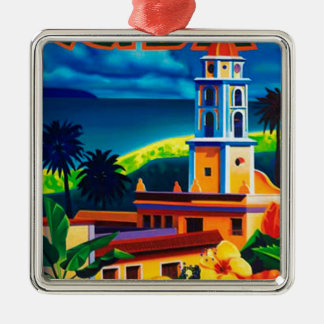Ornement Carré Argenté Vintage Cuba