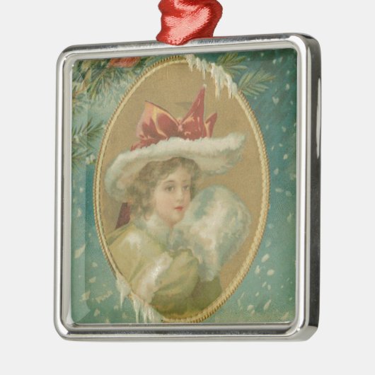 Ornement Carré Argenté Vintage Victoria (Gauche)