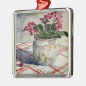 Ornement Carré Argenté Violets africains en pot bleu 1790 (Gauche)