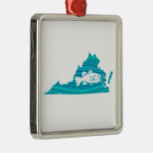 Ornement Carré Argenté Virginia Wave Fishing (Droite)