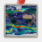 Ornement Carré Argenté Visualisation Des Vents Mondiaux. (Devant)