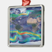 Ornement Carré Argenté Visualisation Des Vents Mondiaux. (Gauche)