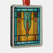 Ornement Carré Argenté Vitrail Art Déco 3 (Droite)