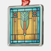 Ornement Carré Argenté Vitrail Art Déco 3 (Gauche)