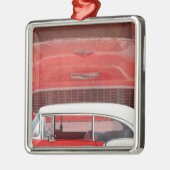 Ornement Carré Argenté Voitures classiques Chevy Bel Air Dodge Rouge Blan (Gauche)