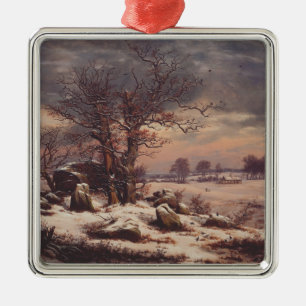 Ornement Carré Argenté Vordingborg en hiver par J.C. Dahl Fine Art