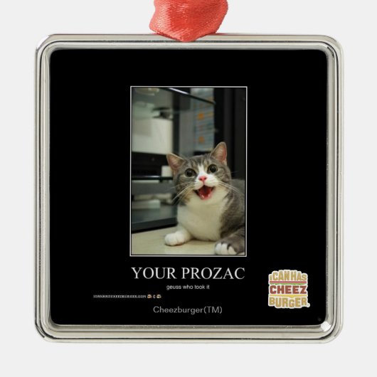 Ornement Carré Argenté Votre Prozac (Devant)