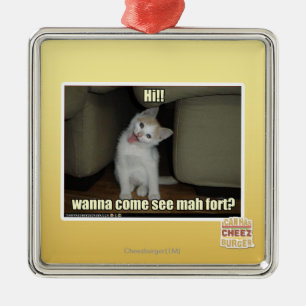 Ornement Carré Argenté Voulez venir voient le fort d'heure-milliampère ?