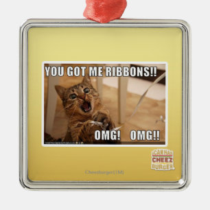 Ornement Carré Argenté Vous m'avez obtenu des rubans ! !