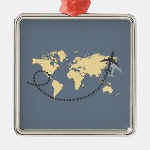 Ornement Carré Argenté Voyageons l'illustration du monde