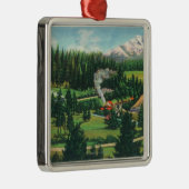 Ornement Carré Argenté Vue aérienne de la boucle de Cantara, Sacramento (Droite)