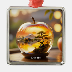 Ornement Carré Argenté Vue Apple japonaise Imaginaire mignonne