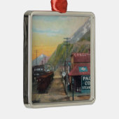 Ornement Carré Argenté Vue de Broadway et de chemin de fer CarsSkagway, (Droite)