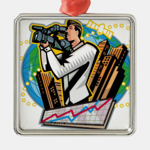 Ornement Carré Argenté Vue de côté du tir de l'homme