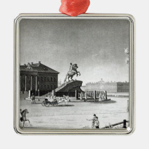 Ornement Carré Argenté Vue de la statue de Peter le grand