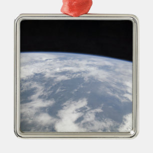Ornement Carré Argenté Vue de la terre de planète de l'espace