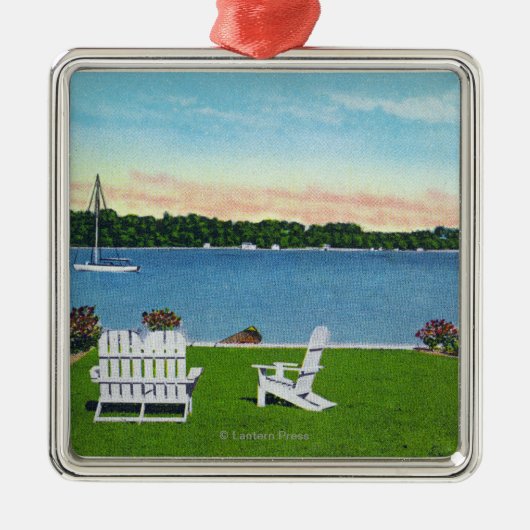 Ornement Carré Argenté Vue du lac (Devant)