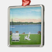 Ornement Carré Argenté Vue du lac (Gauche)