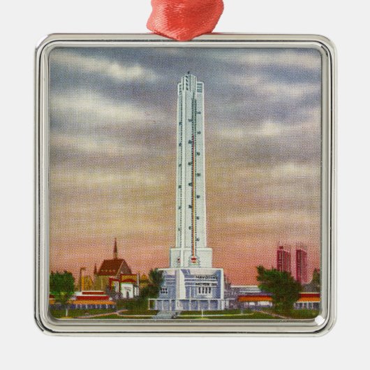 Ornement Carré Argenté Vue du thermomètre géant de Texaco (Devant)