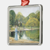 Ornement Carré Argenté Vue historique de Central Park (New York) (Gauche)