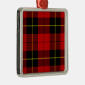 Ornement Carré Argenté Wallace tartan rouge noir plaid (Droite)