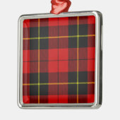 Ornement Carré Argenté Wallace tartan rouge noir plaid (Gauche)