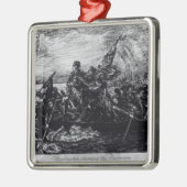 Ornement Carré Argenté Washington croisant le Delaware (Gauche)