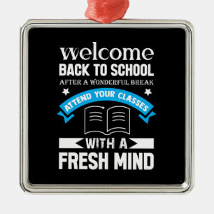 Ornement Carré Argenté Welcome Back To School
