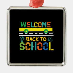 Ornement Carré Argenté Welcome Back To School
