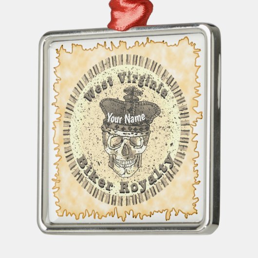 Ornement Carré Argenté West Virginia Biker (Gauche)