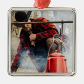 Ornement Carré Argenté Western Cowboy (Devant)