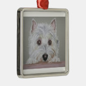 Ornement Carré Argenté Westie (Droite)