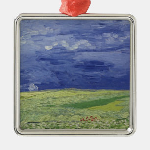Ornement Carré Argenté Wheatfields de Vincent van Gogh   sous le nuage