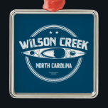 Ornement Carré Argenté Wilson Creek Caroline du Nord Kayaking<br><div class="desc">Wilson Creek North Carolina possède un réseau d'eau qui est situé près de Calloway Peak et qui s'étend sur 33 milles avant de rejoindre John's River.</div>