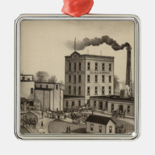 Ornement Carré Argenté Winfield Roller Mills, Blissand Wood, Kansas