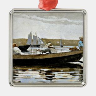 Ornement Carré Argenté Winslow Homer - Garçons dans un Dory