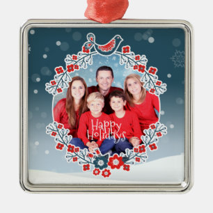 Ornement Carré Argenté Winter Wonderland Your Photo Christmas Wrederland