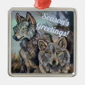 Ornement Carré Argenté Wolves de l'Arctique (Devant)