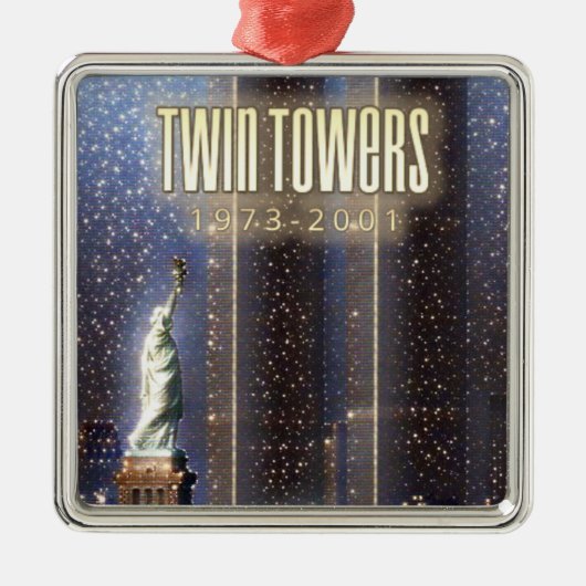 Ornement Carré Argenté World Trade Center twin towers stylized (Devant)