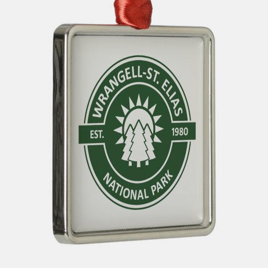 Ornement Carré Argenté Wrangell-St. Parc national d'Elias Sun Trees (Droite)