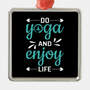 Ornement Carré Argenté Yoga Lover Faites Du Yoga Et Profitez De La Vie