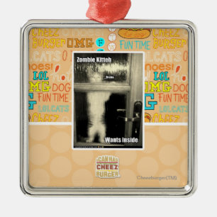 Ornement Carré Argenté Zombi Kitteh